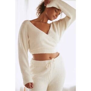 Anthropologie Daily Practice Cozy Sherpa Surplice Wrap Fuzzy Sweater NWT